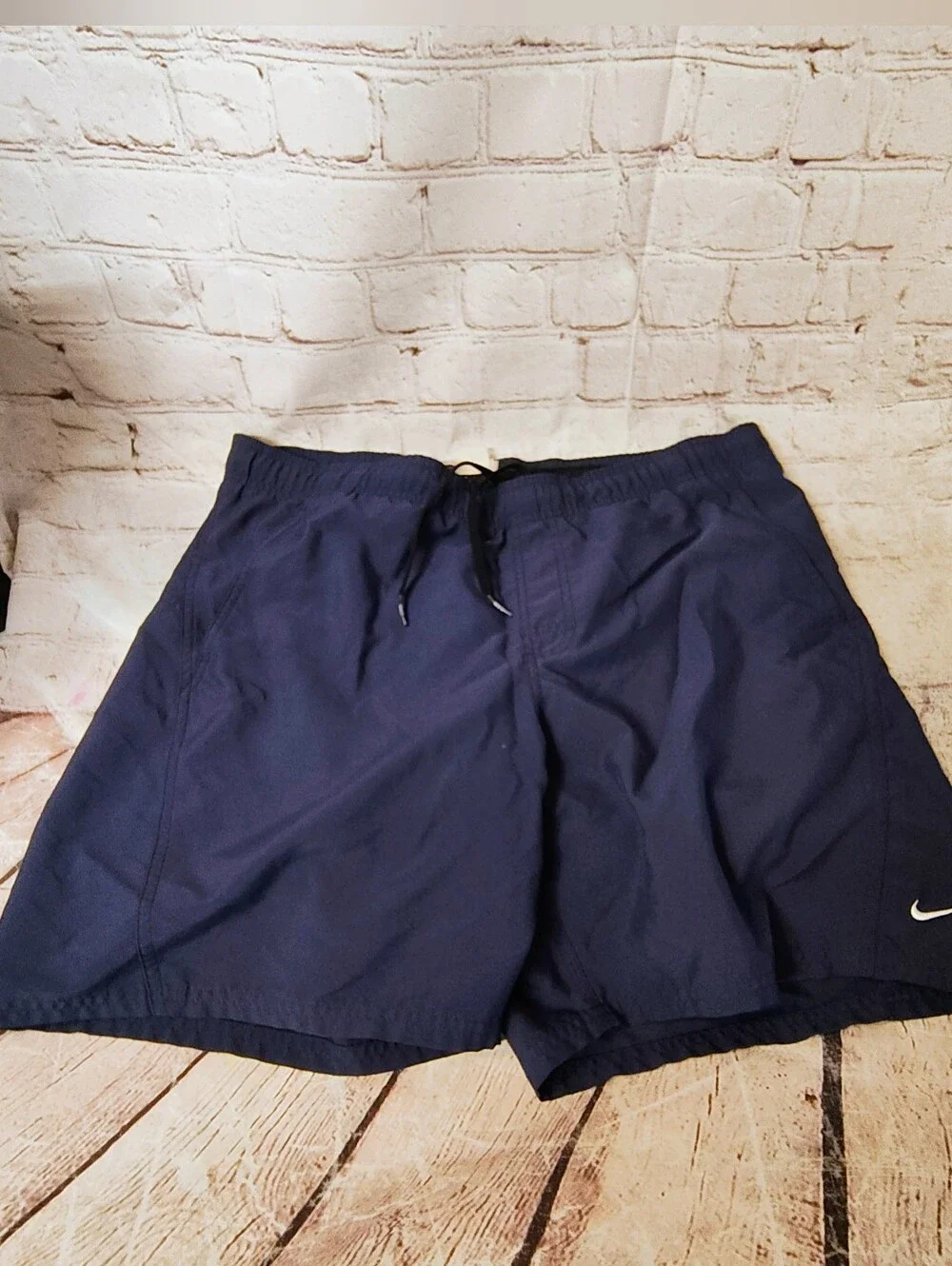 Nike Mens Vtg Swim Navy Blue Liner Shorts Pockets XL